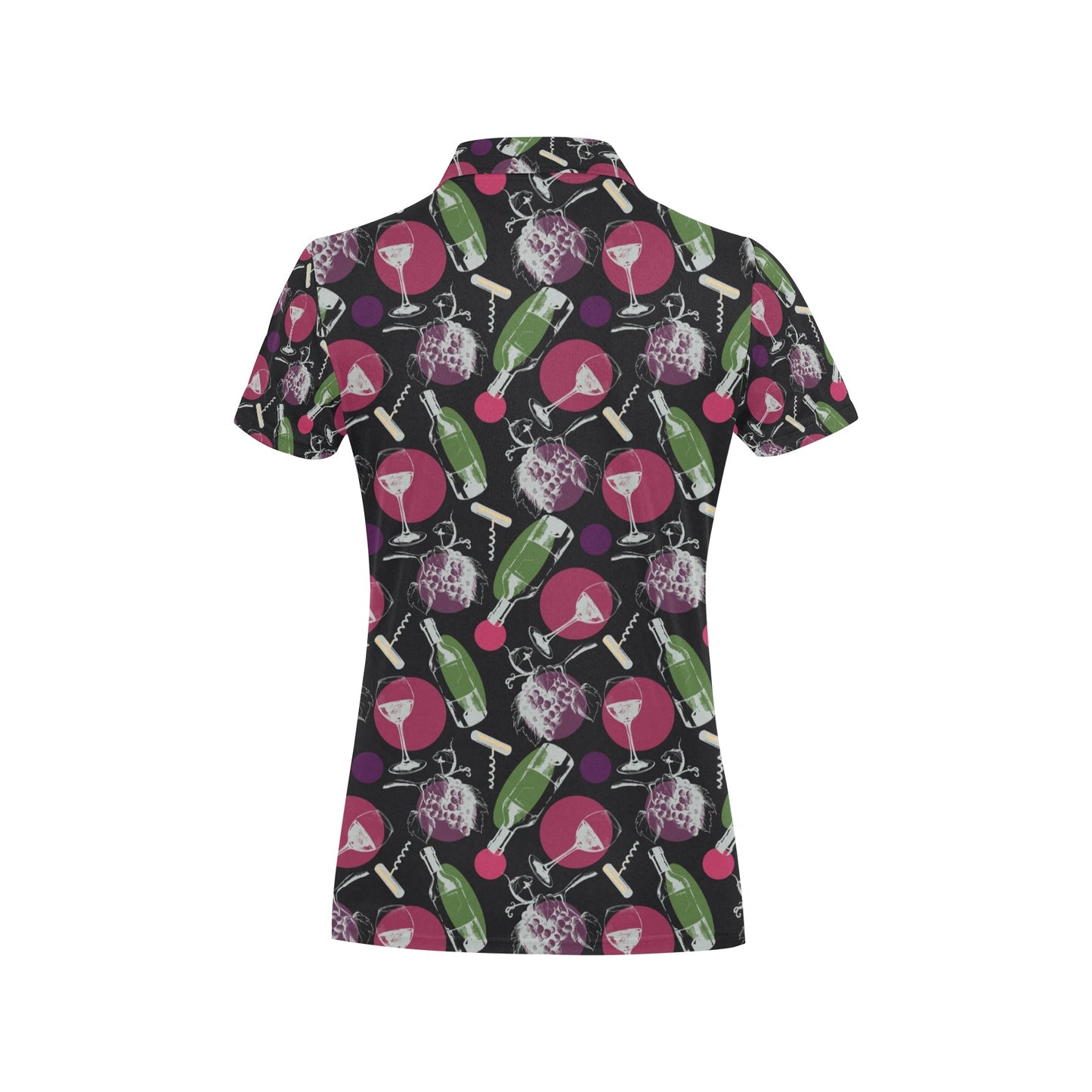 Wine Print Design LKS307 Women's Polo Shirt