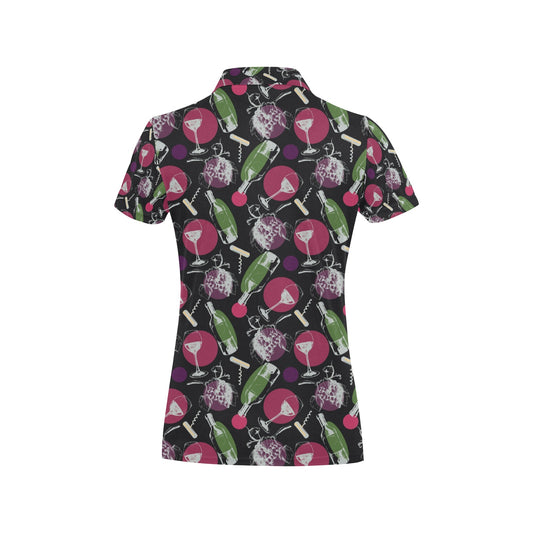 Wine Print Design LKS307 Women's Polo Shirt