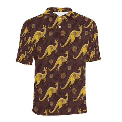 Kangaroos Aboriginal Pattern Print Design 08 Men Polo Shirt