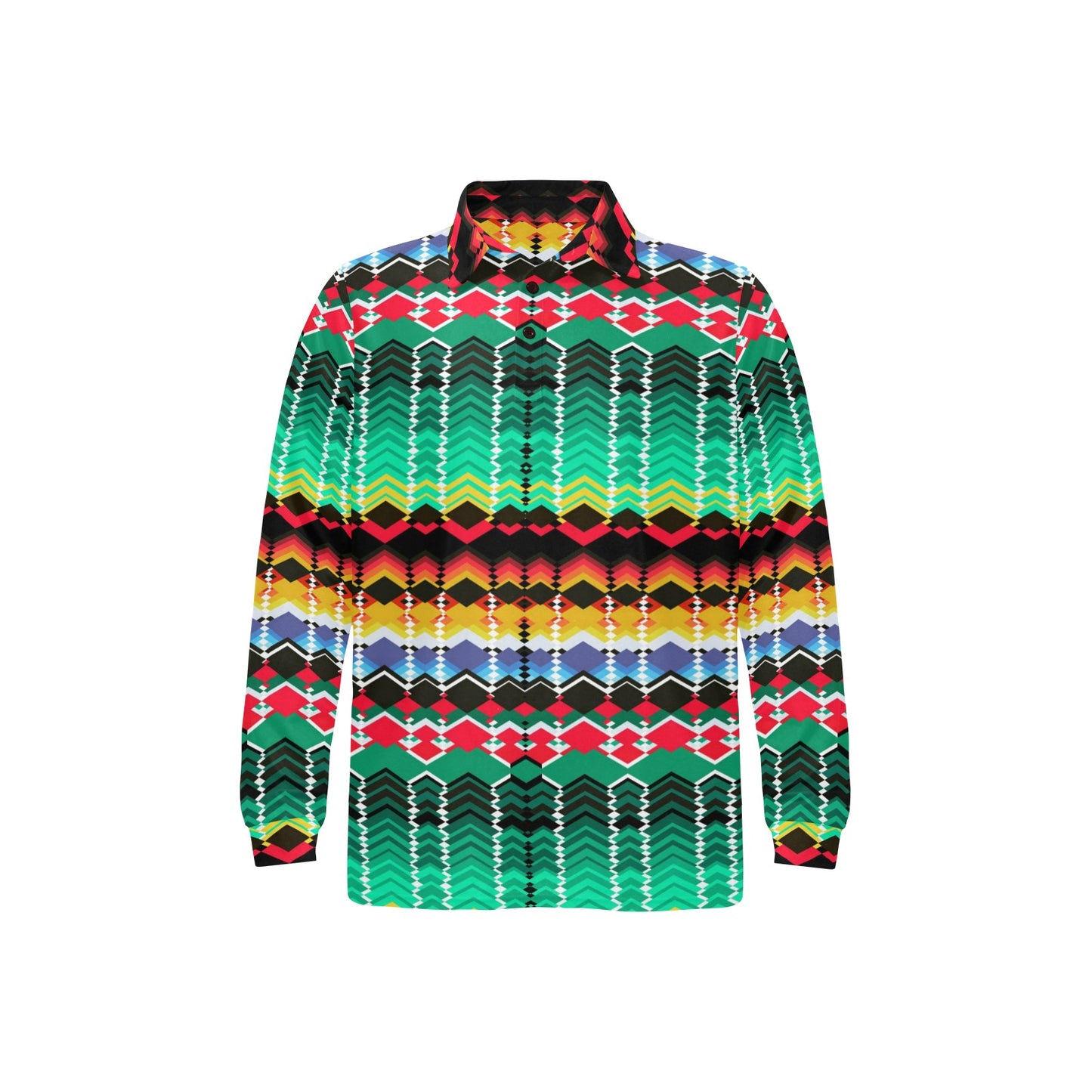 Serape Print Design LKS307 Long Sleeve Polo Shirt For Men's