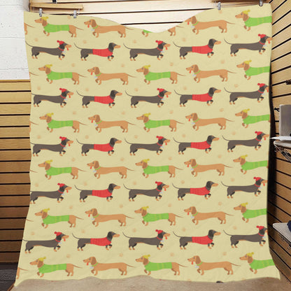 Dachshund Pattern Print Design 06 Premium Quilt