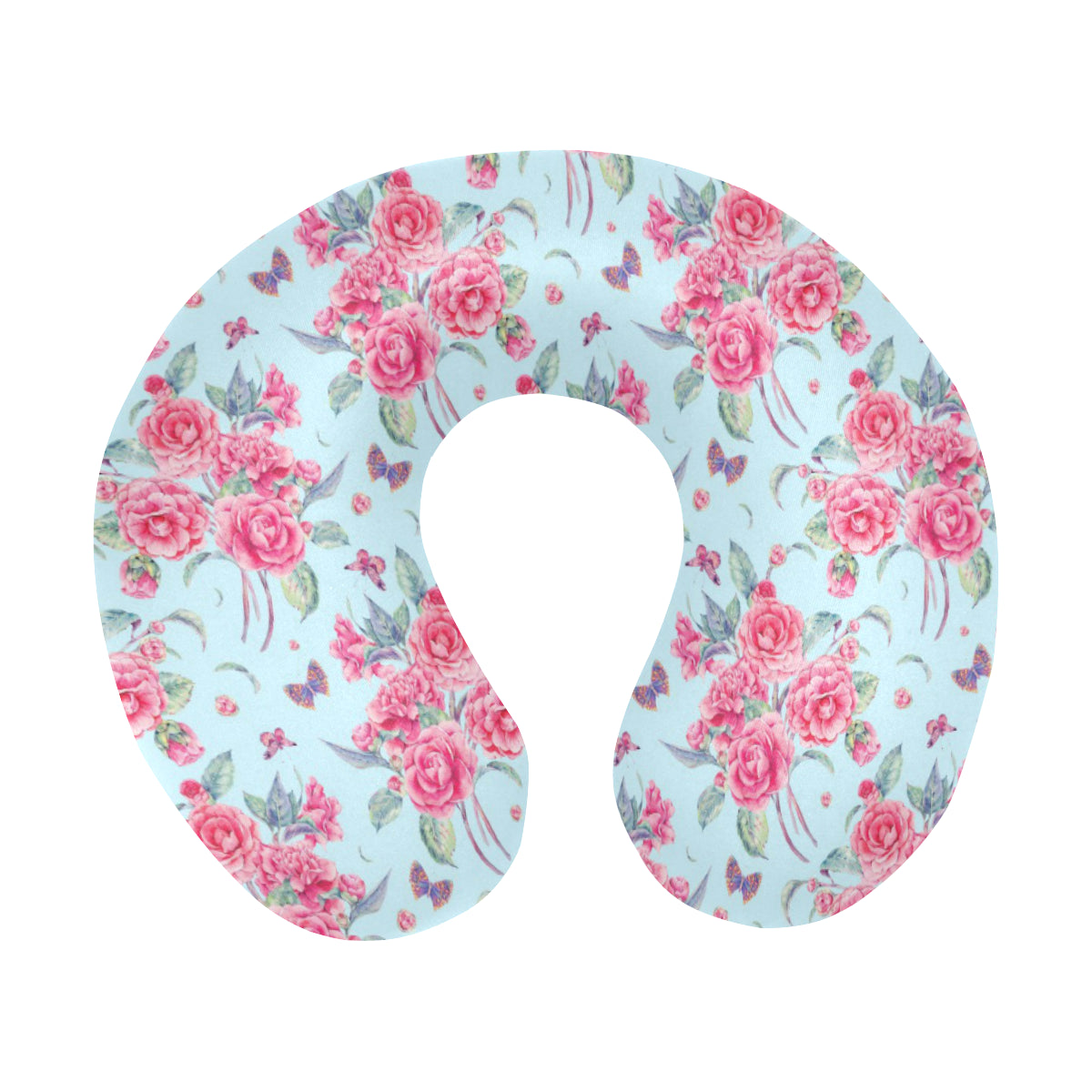 Camellia Pattern Print Design 01 U-Shaped Travel Neck Pillow