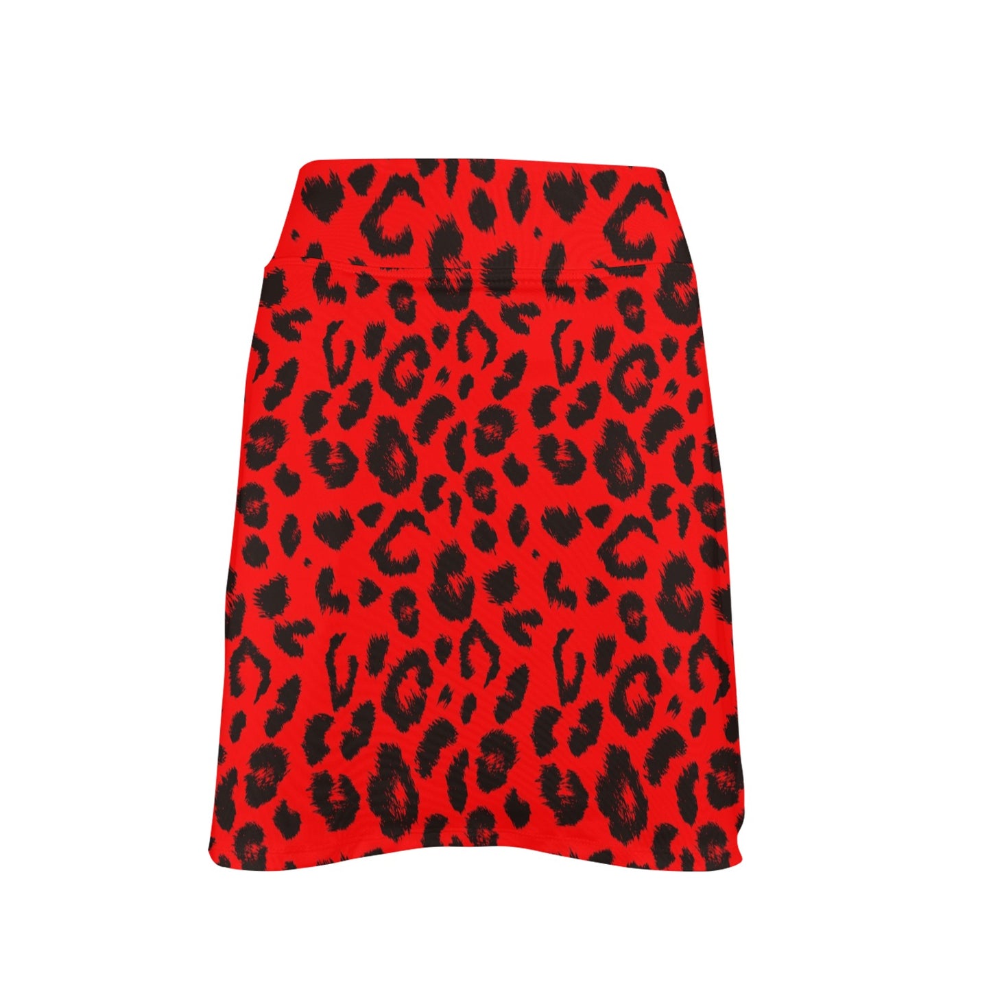 Leopard Red Skin Print Women's Golf Skirt with Pocket