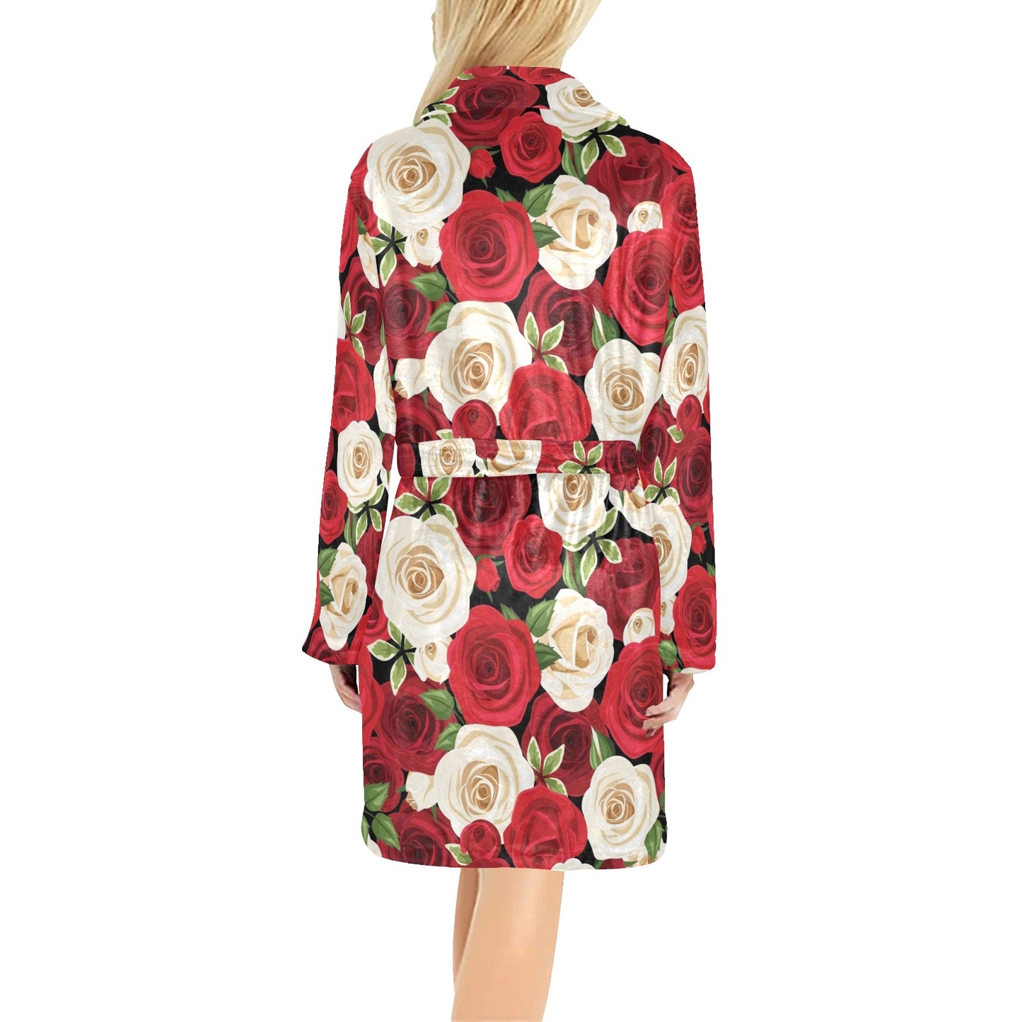 Rose Pattern Print Design RO06 Women's Fleece Robe