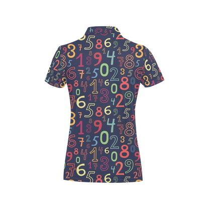 Number Pattern Print Design A01 Women's Polo Shirt