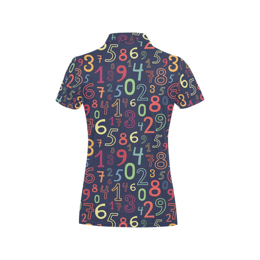 Number Pattern Print Design A01 Women's Polo Shirt