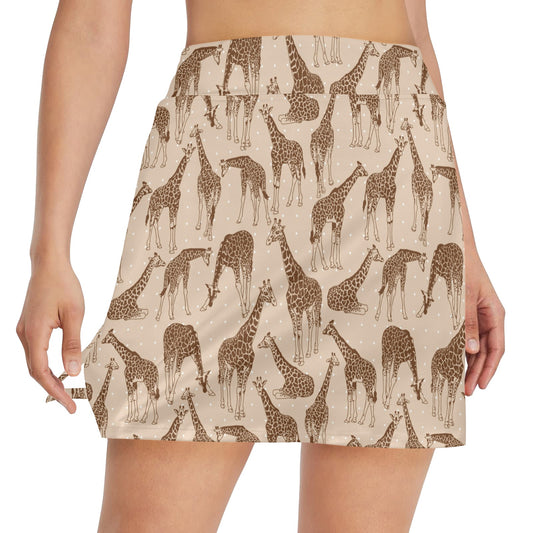 Giraffe Pattern Design Print 17" Golf & Pickleball Skort with Pockets