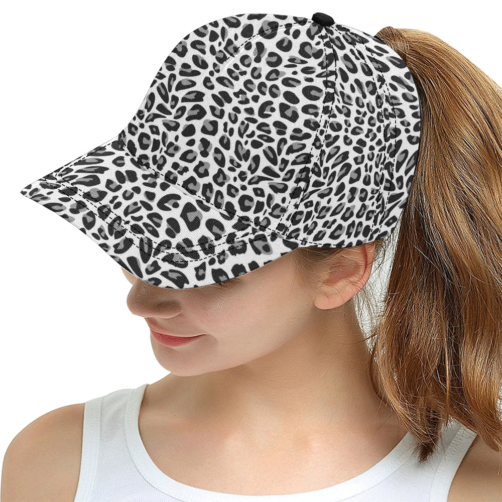 Snow Leopard Skin Print Snapback Cap