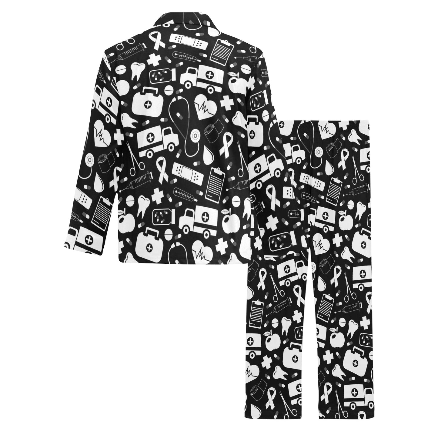 Medical Pattern Print Design 01 Men's Long Pajama Set