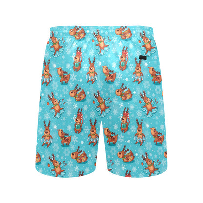 Reindeer Print Design LKS402 Men's Swim Trunks Beach Shorts