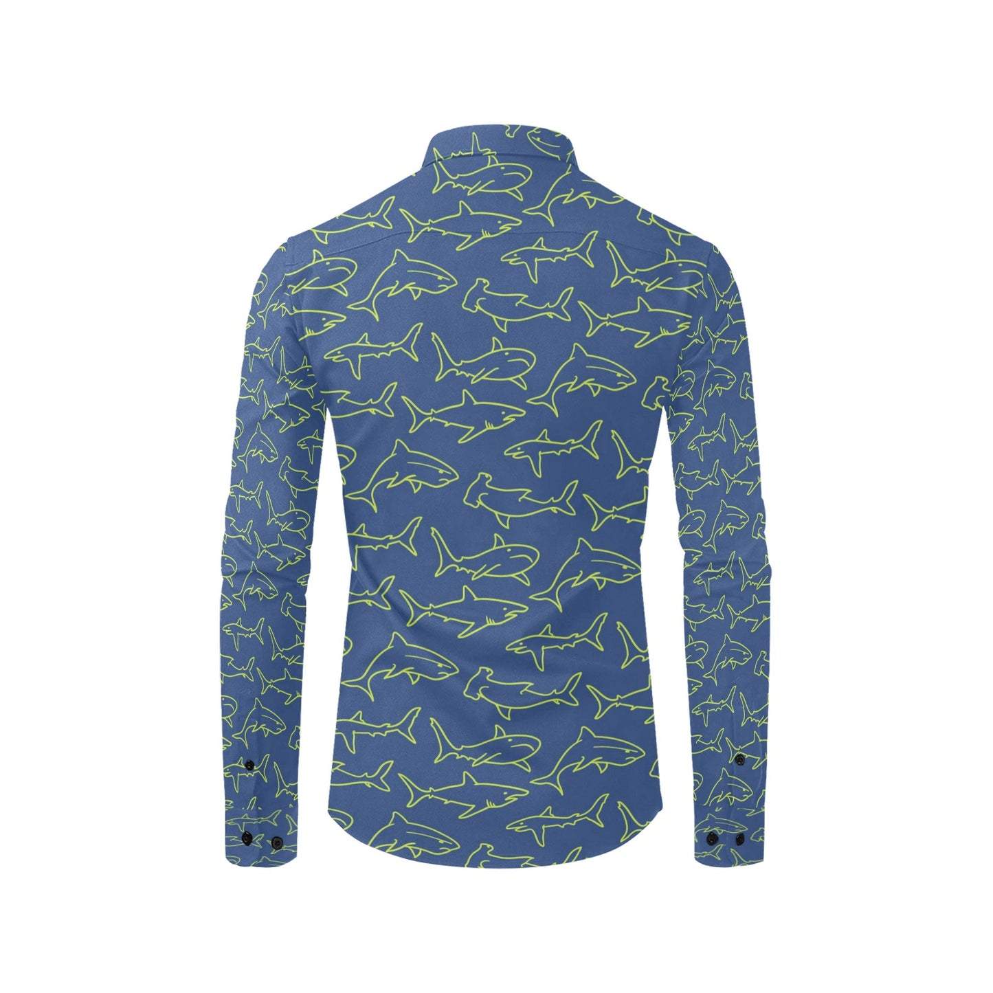Shark Print Design LKS301 Men's Long Sleeve Dress Shirt