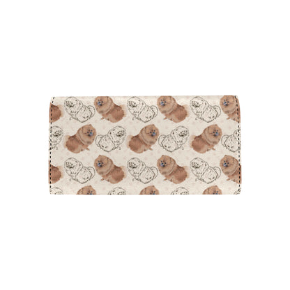 Pomeranians Pattern Print Design A01 Women's Trifold Wallet