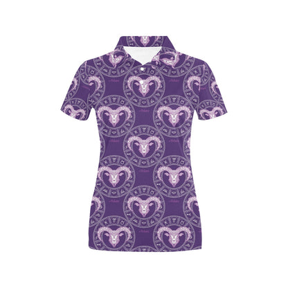 Aries Zodiac Pattern Print Design 02 Women's Polo Shirt