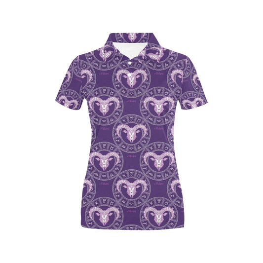 Aries Zodiac Pattern Print Design 02 Women's Polo Shirt