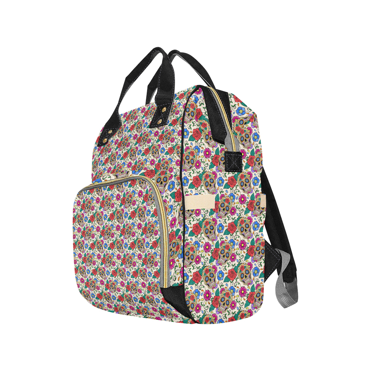 Sugar Skull Colorful Themed Print Diaper Bag Backpack