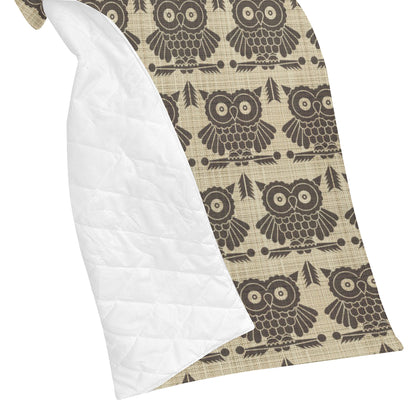 Owl Pattern Print Design A01 Premium Quilt