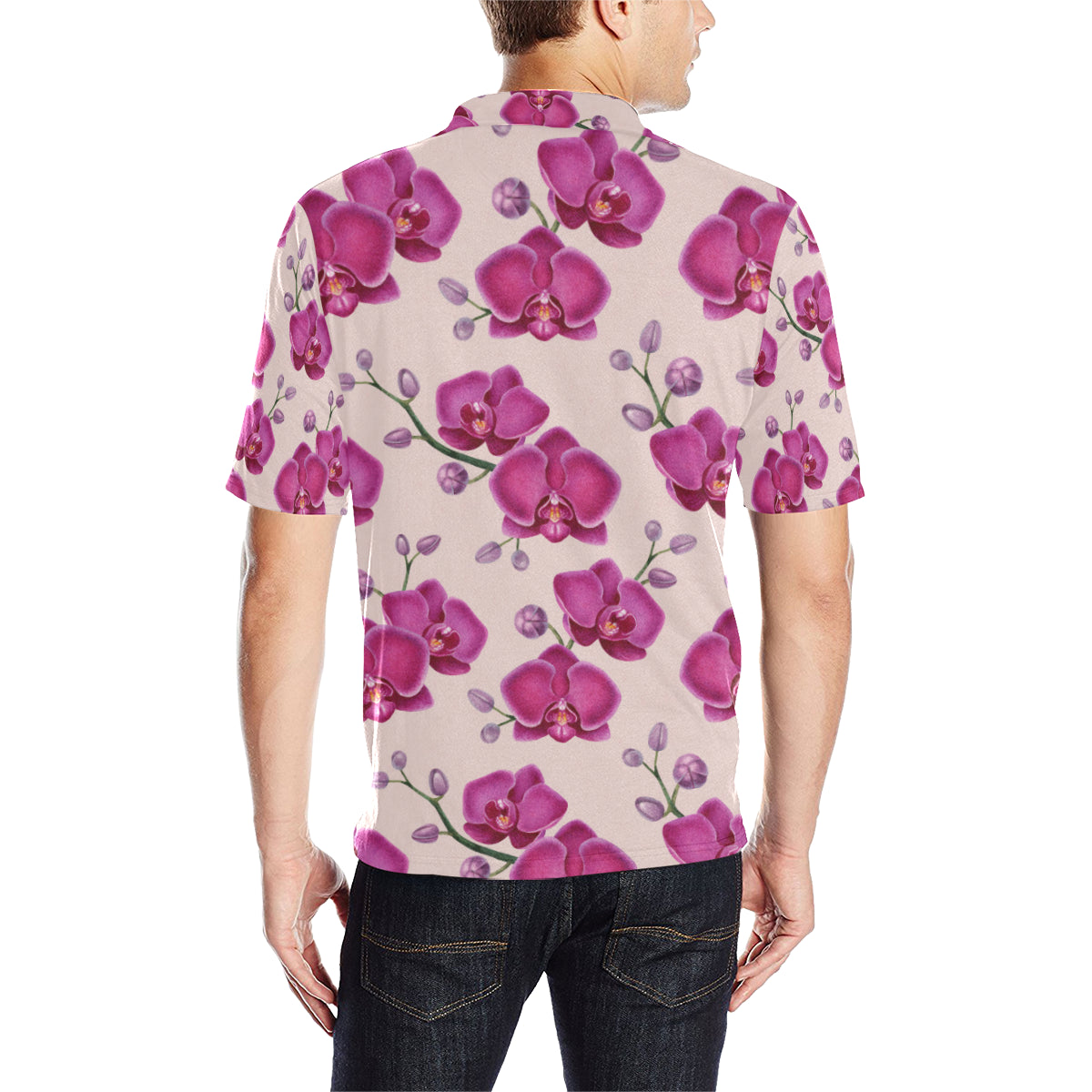 Orchid Pattern Print Design A02 Men Polo Shirt