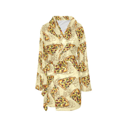 Pizza Pattern Print Design A01 Women's Fleece Robe