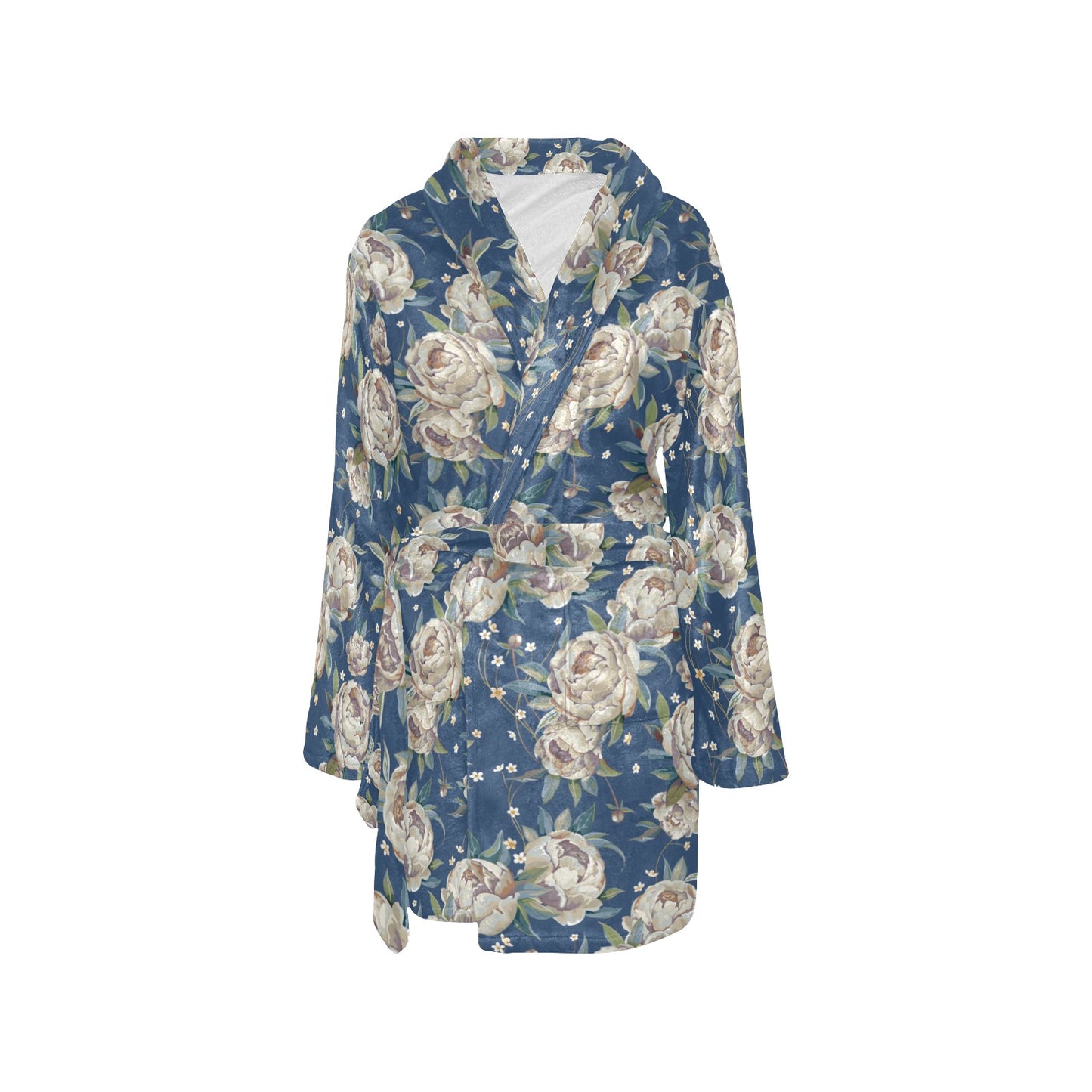 Peony Pattern Print Design A03 Women's Fleece Robe