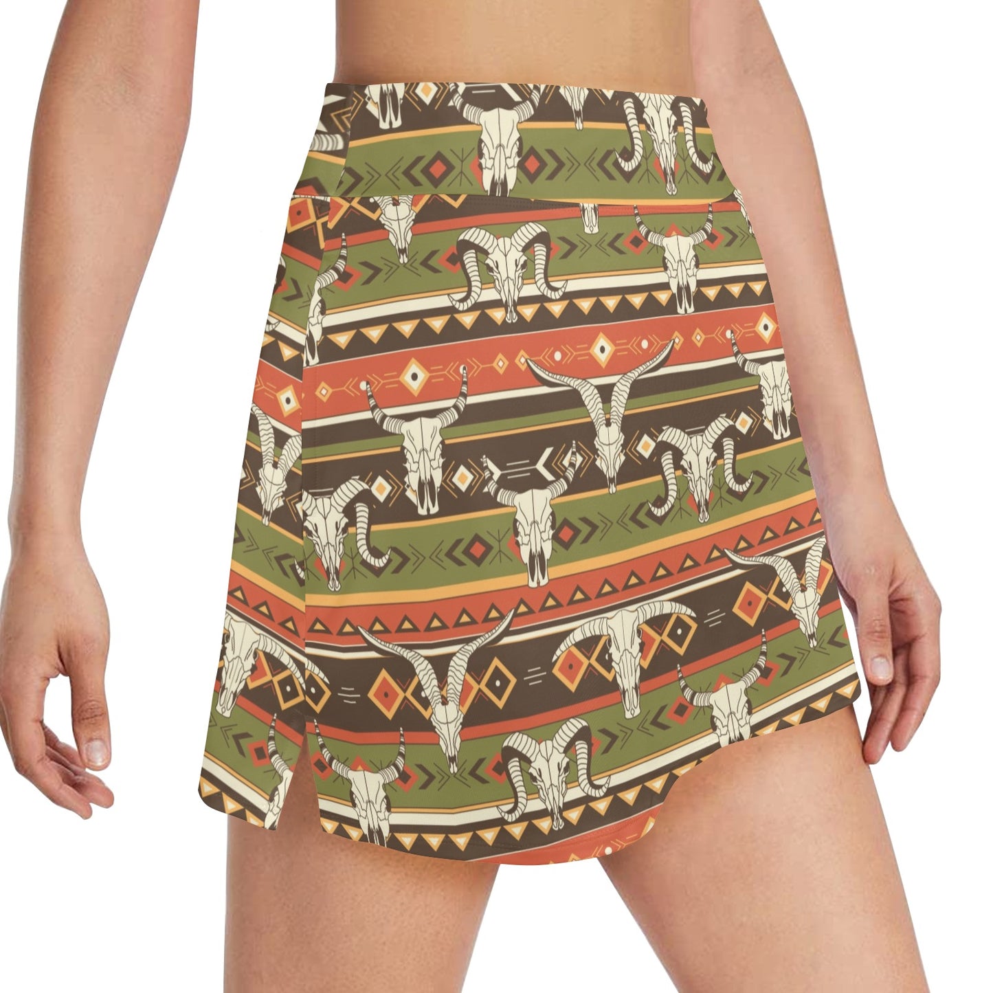 American indian Skull Animal 17" Golf & Pickleball Skort with Pockets