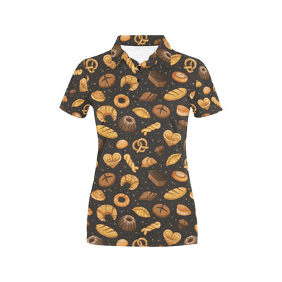 Bread Pattern Print Design 05 Women's Polo Shirt