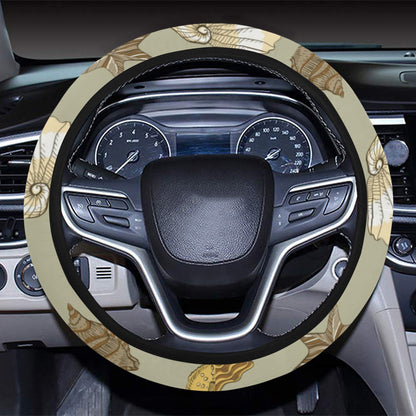 Seashell Beach Print Design LKS303 Steering Wheel Cover with Elastic Edge