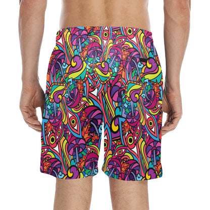 Trippy Print Design LKS302 Men's Swim Trunks Beach Shorts
