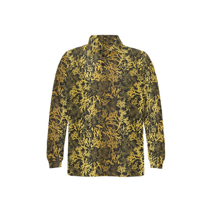 Seaweed Print Design LKS303 Long Sleeve Polo Shirt For Men's
