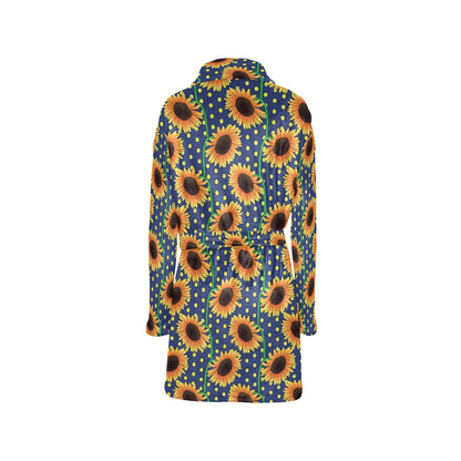 Sunflower Pattern Print Design SF03 Women's Fleece Robe