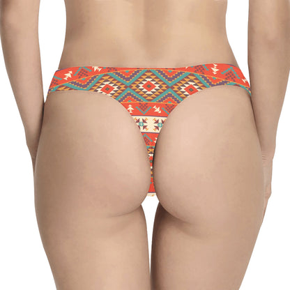 Aztec Red Print Pattern Women's Thongs