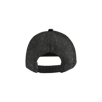 Snake Skin Black Print Snapback Cap