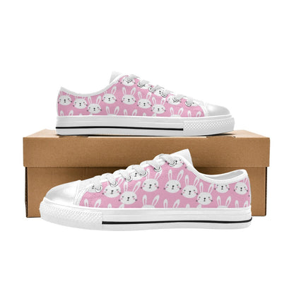 Rabbit Print Design LKS401 Women's White Low Top Shoes