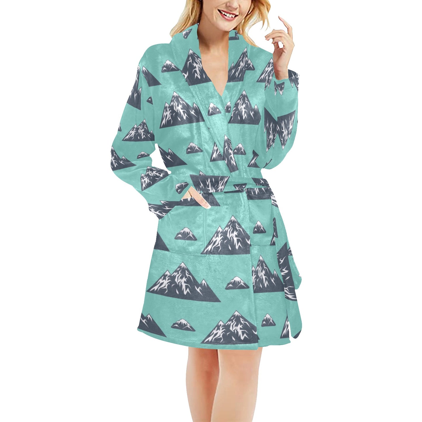 Mountain Pattern Print Design 01 Women's Fleece Robe