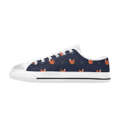 Squirrel Print Design LKS303 Women's White Low Top Shoes