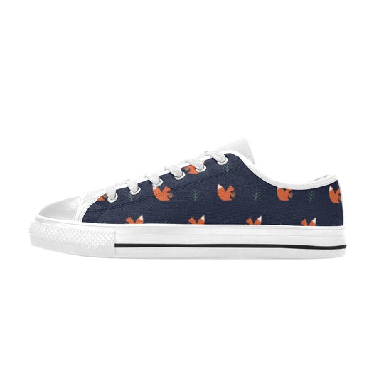 Squirrel Print Design LKS303 Women's White Low Top Shoes