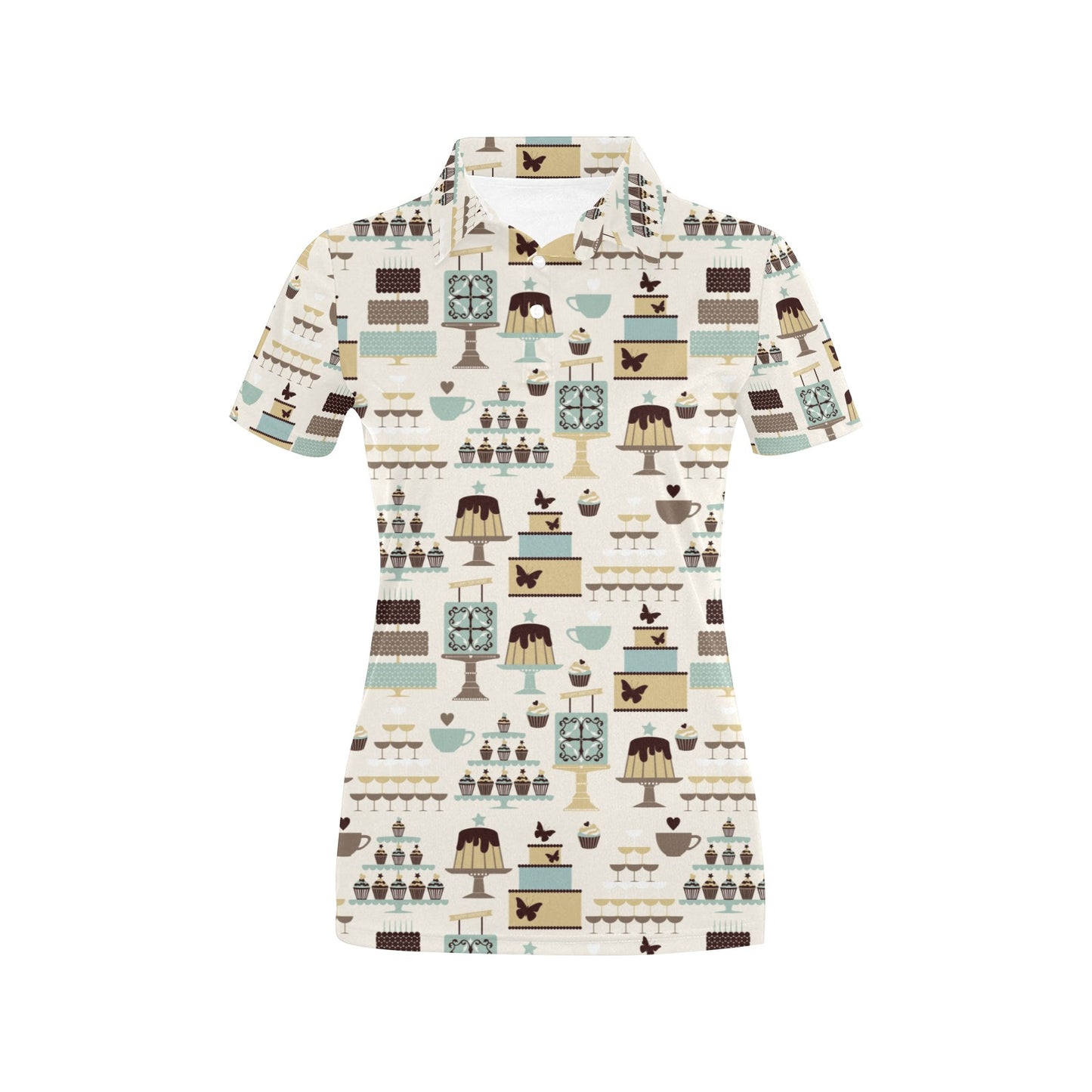 Cake Pattern Print Design 02 Women's Polo Shirt