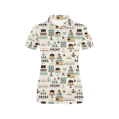 Cake Pattern Print Design 02 Women's Polo Shirt