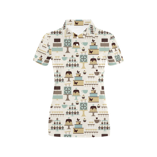 Cake Pattern Print Design 02 Women's Polo Shirt