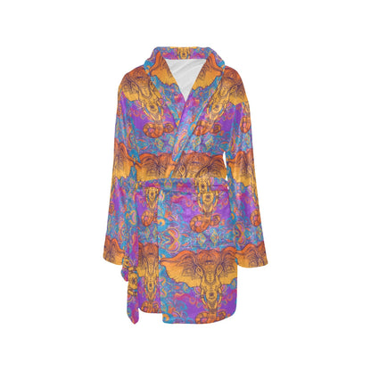 Gold Elephant Indian Women's Fleece Robe