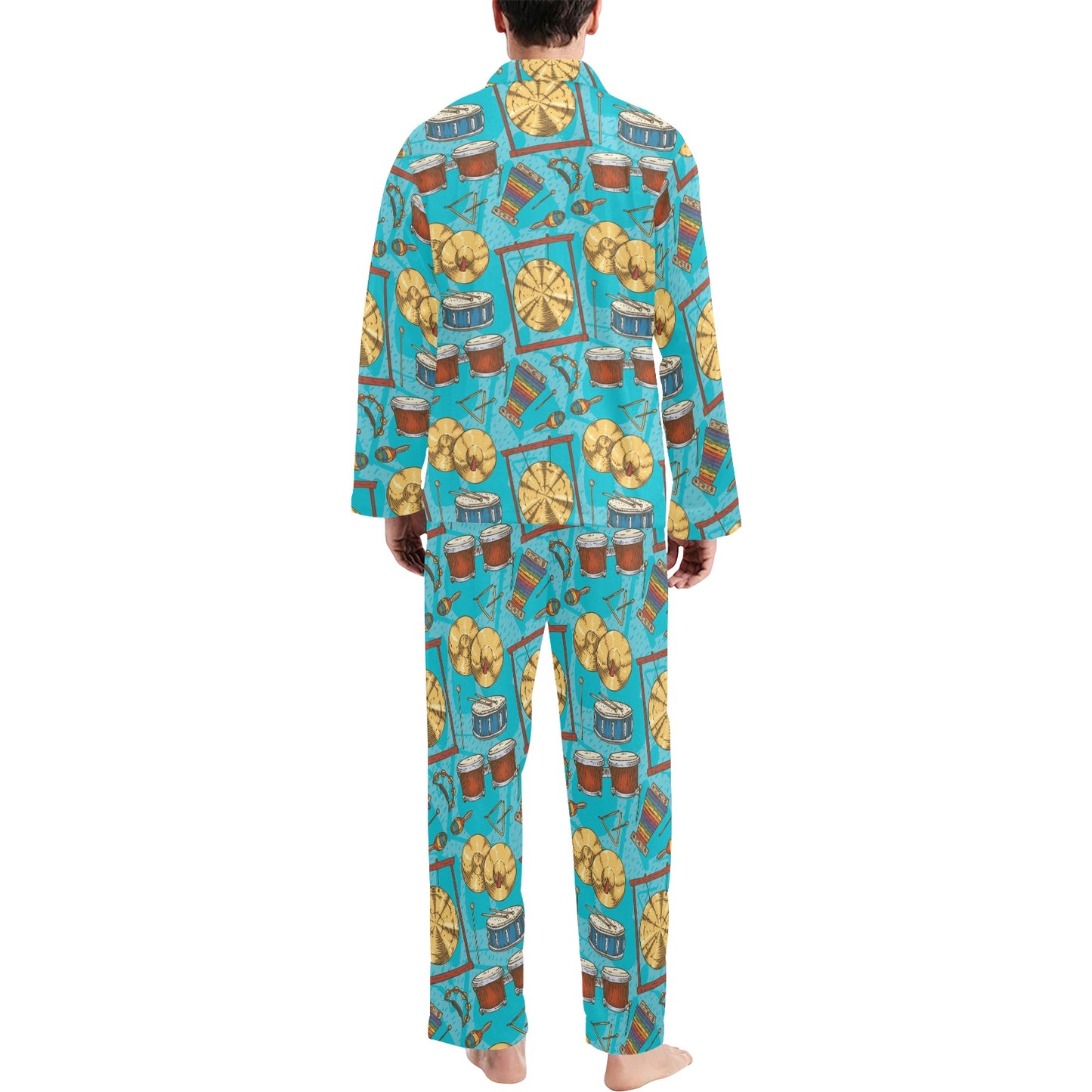 Percussion Pattern Print Design 03 Men's Long Pajama Set