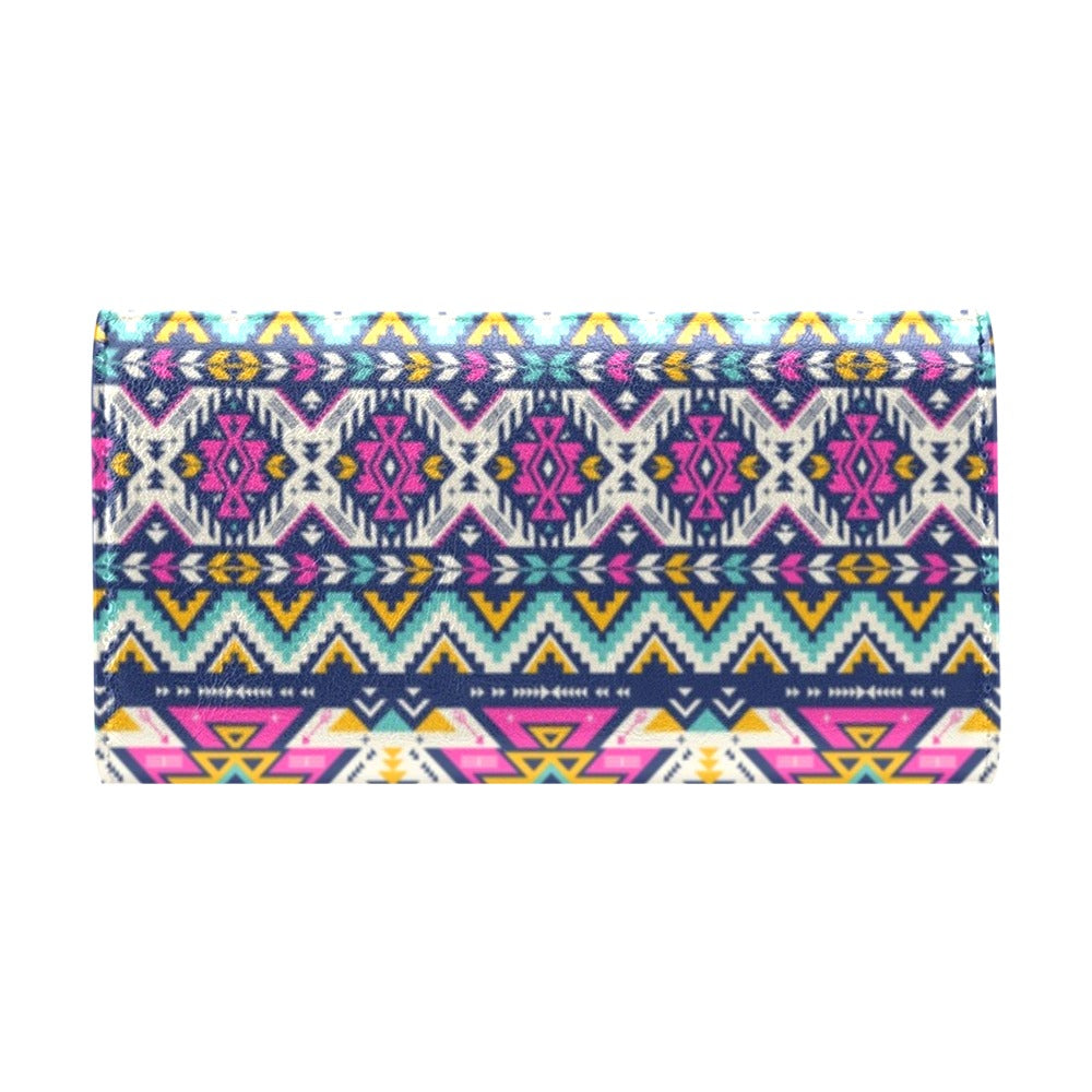 Aztec Pink Geometric Print Pattern Women's Trifold Wallet