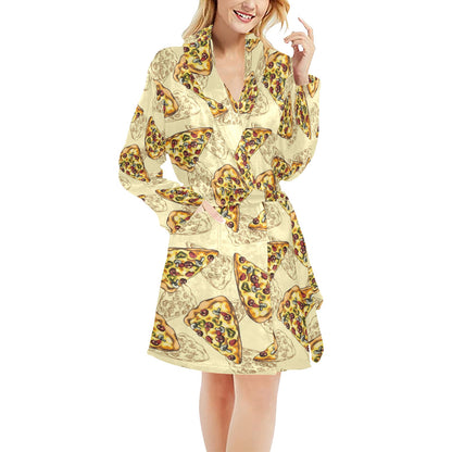 Pizza Pattern Print Design A01 Women's Fleece Robe