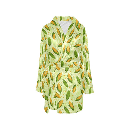 Agricultural Fresh Corn cob Print Pattern Women's Fleece Robe