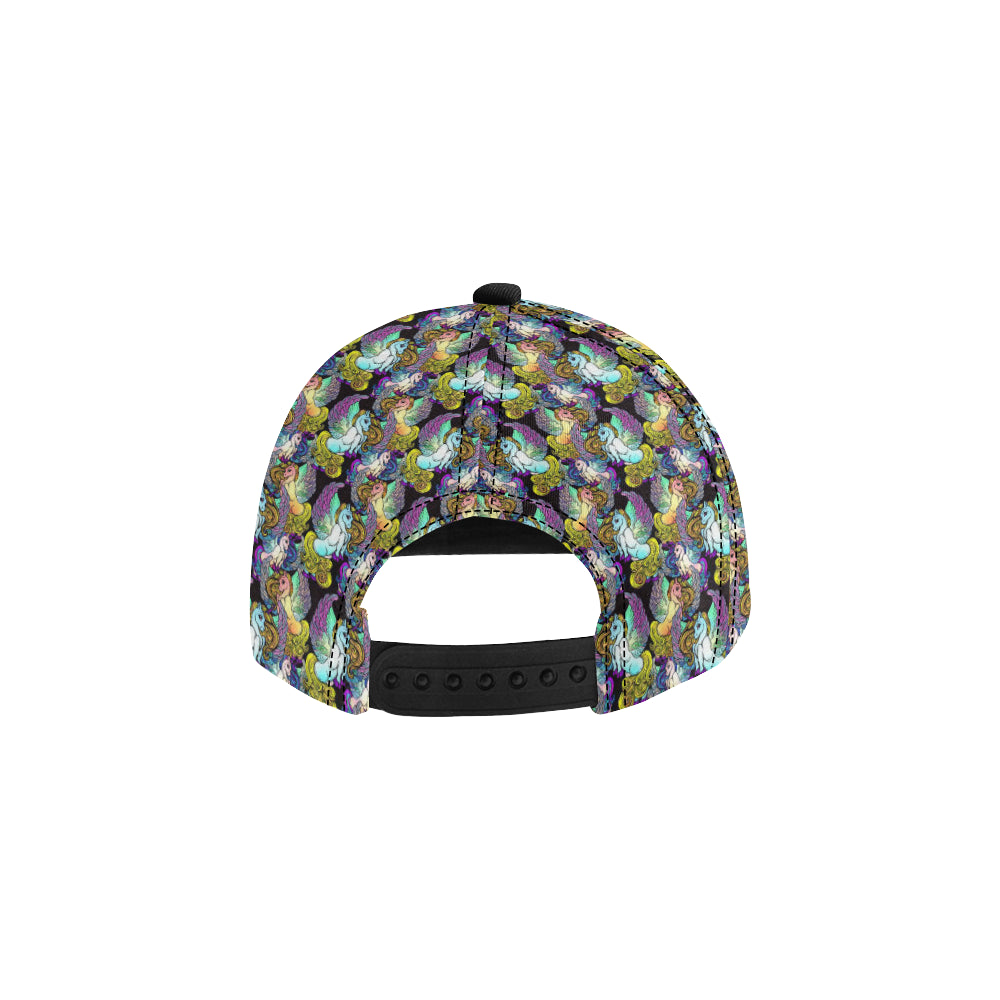 Unicorn With Wings Print Pattern Snapback Cap