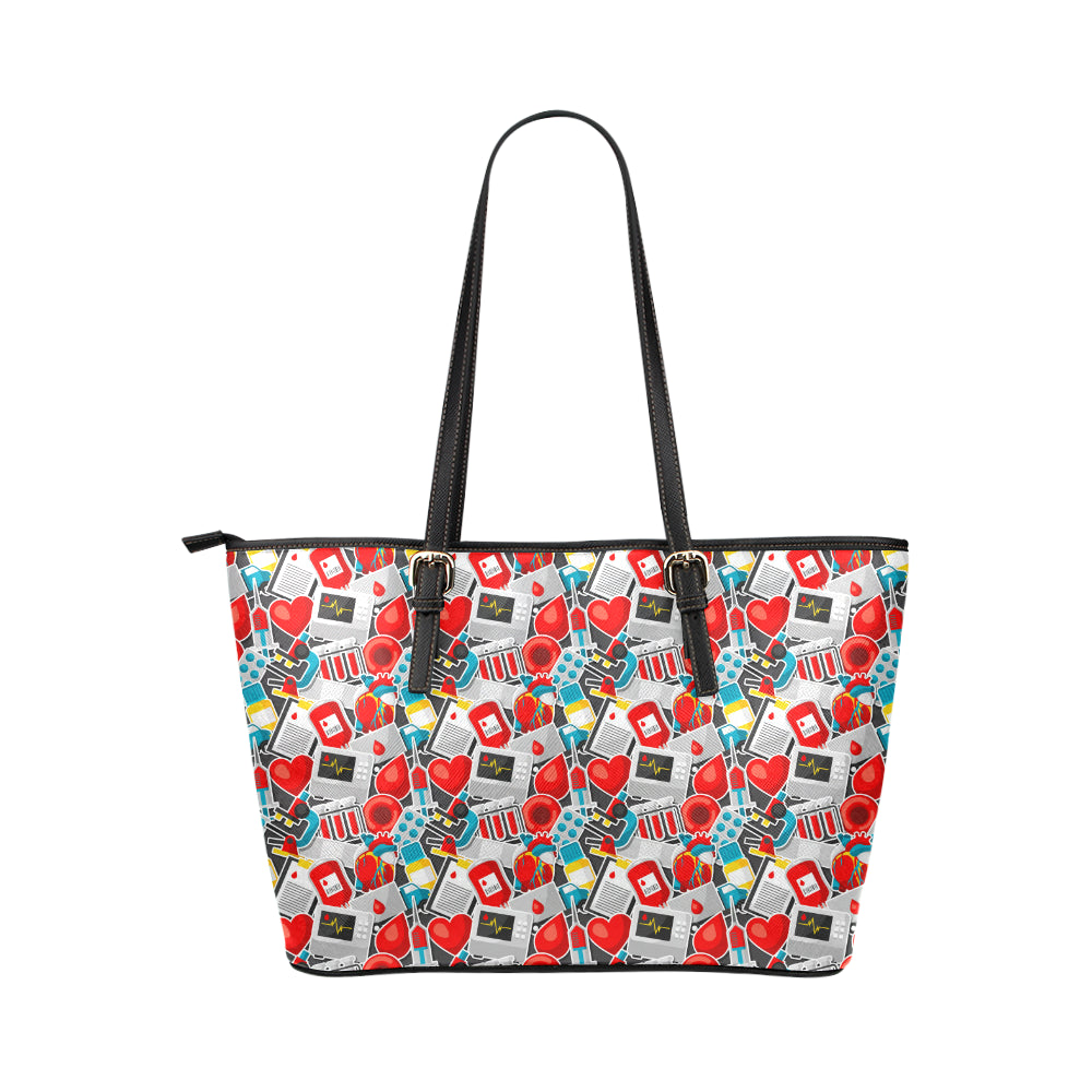 Phlebotomist Medical Themed Leather Tote Bag