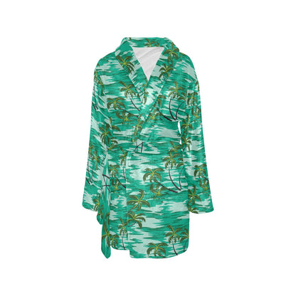 Palm Tree Pattern Print Design A01 Women's Fleece Robe