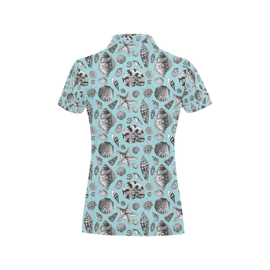 Seashell Beach Print Design LKS302 Women's Polo Shirt
