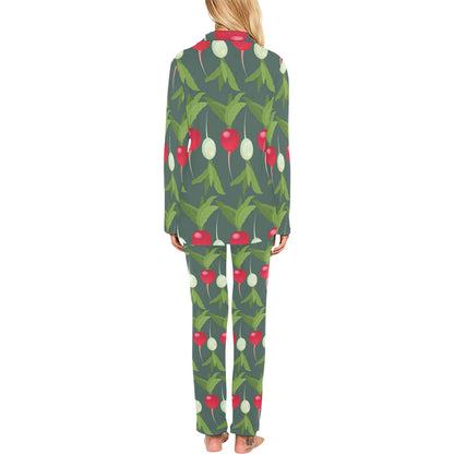 Radish Pattern Print Design A03 Women's Long Pajama Set