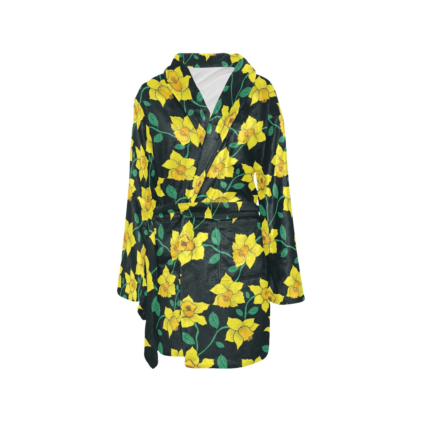 Daffodils Pattern Print Design DF03 Women's Fleece Robe