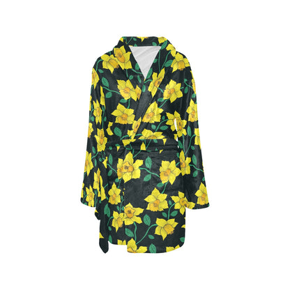 Daffodils Pattern Print Design DF03 Women's Fleece Robe